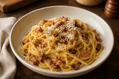 Silky Roman-style spaghetti carbonara with cured pork jowl, Pecorino Romano and cracked black pepper